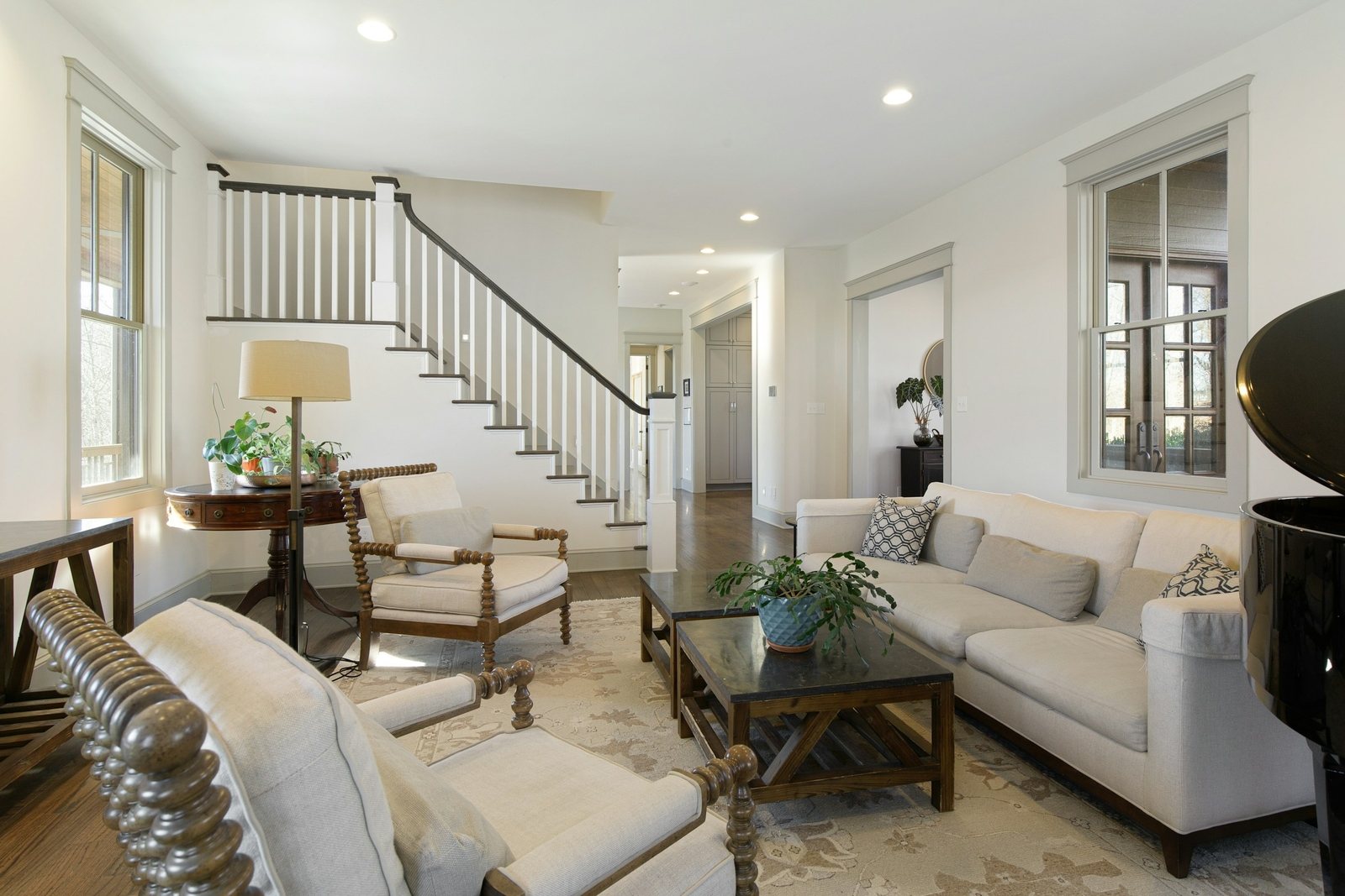 Formal lounge with seating cleaned and reset