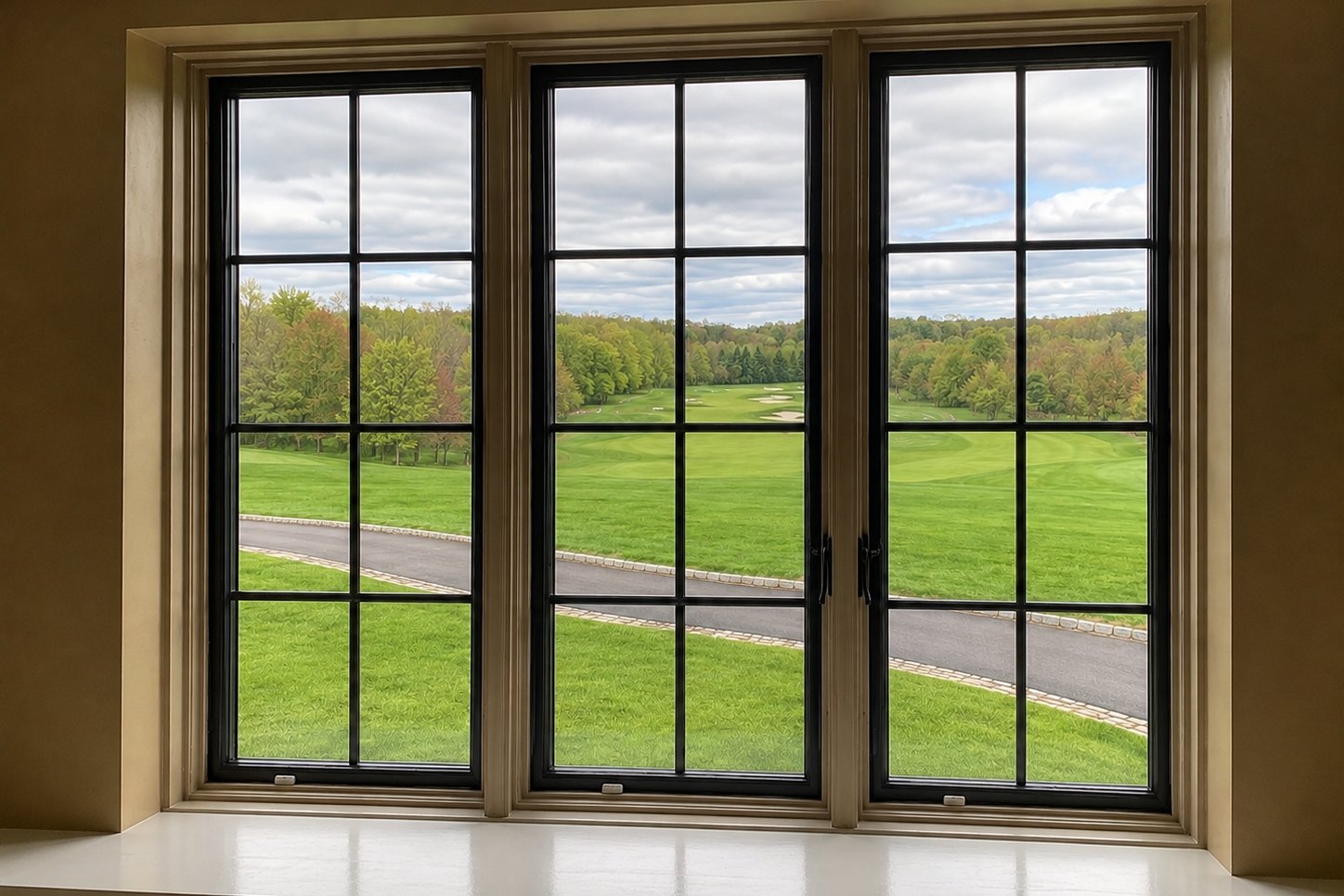 Interior window glass cleaned to a clear view